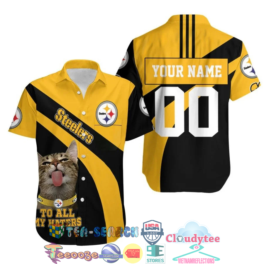 Personalized Pittsburgh Steelers NFL Cat Stick Out Tongue To All My Haters Hawaiian Shirt