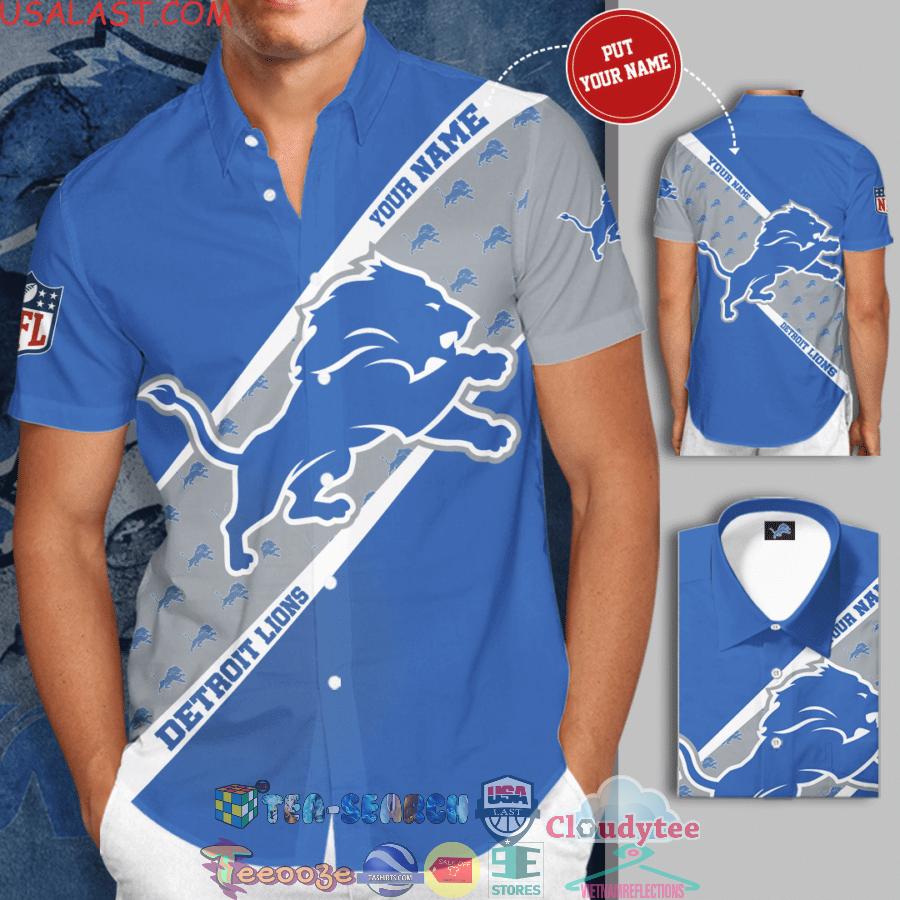 Personalized Name Detroit Lions NFL Team All Over Print Hawaiian Shirt