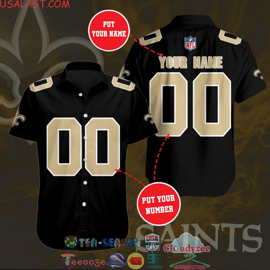 Personalized New Orleans Saints NFL Team Black All Over Print Hawaiian Shirt