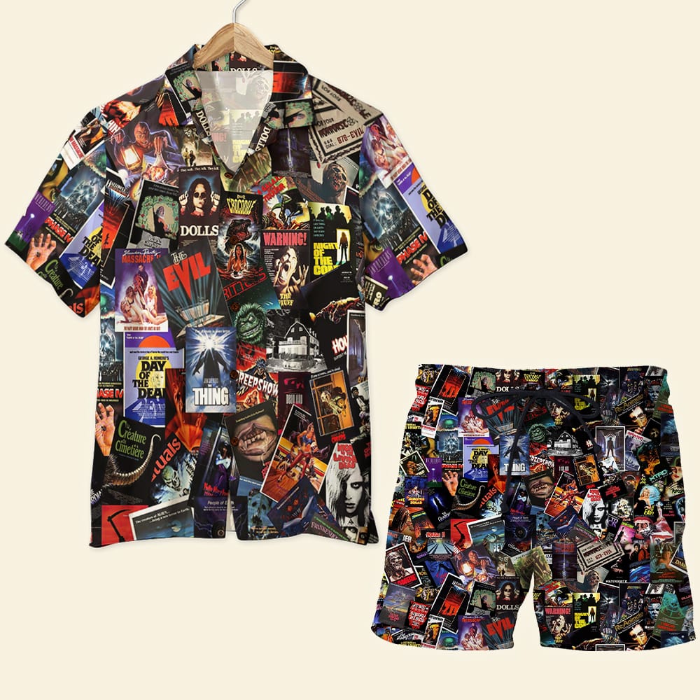 HOT Horror Movie Film pattern Hawaii Shirt, Shorts