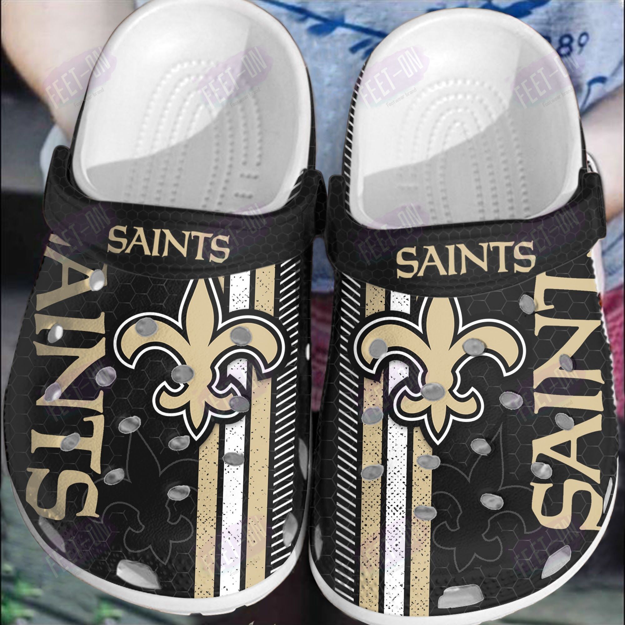 BEST New Orleans Saints NFL logo black crocs crocband Shoes