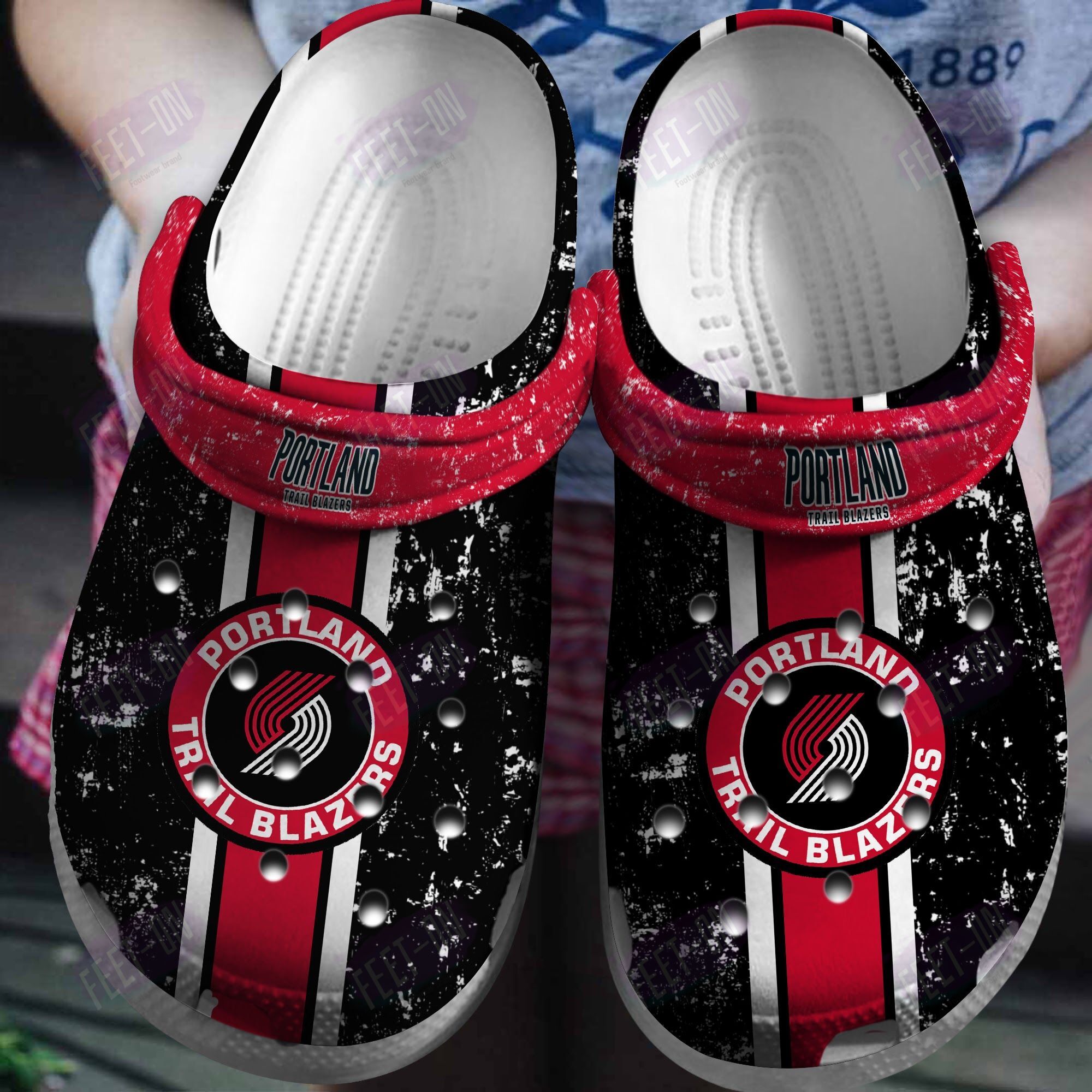 BEST Portland Trail Blazers NBA logo red black crocs crocband Shoes