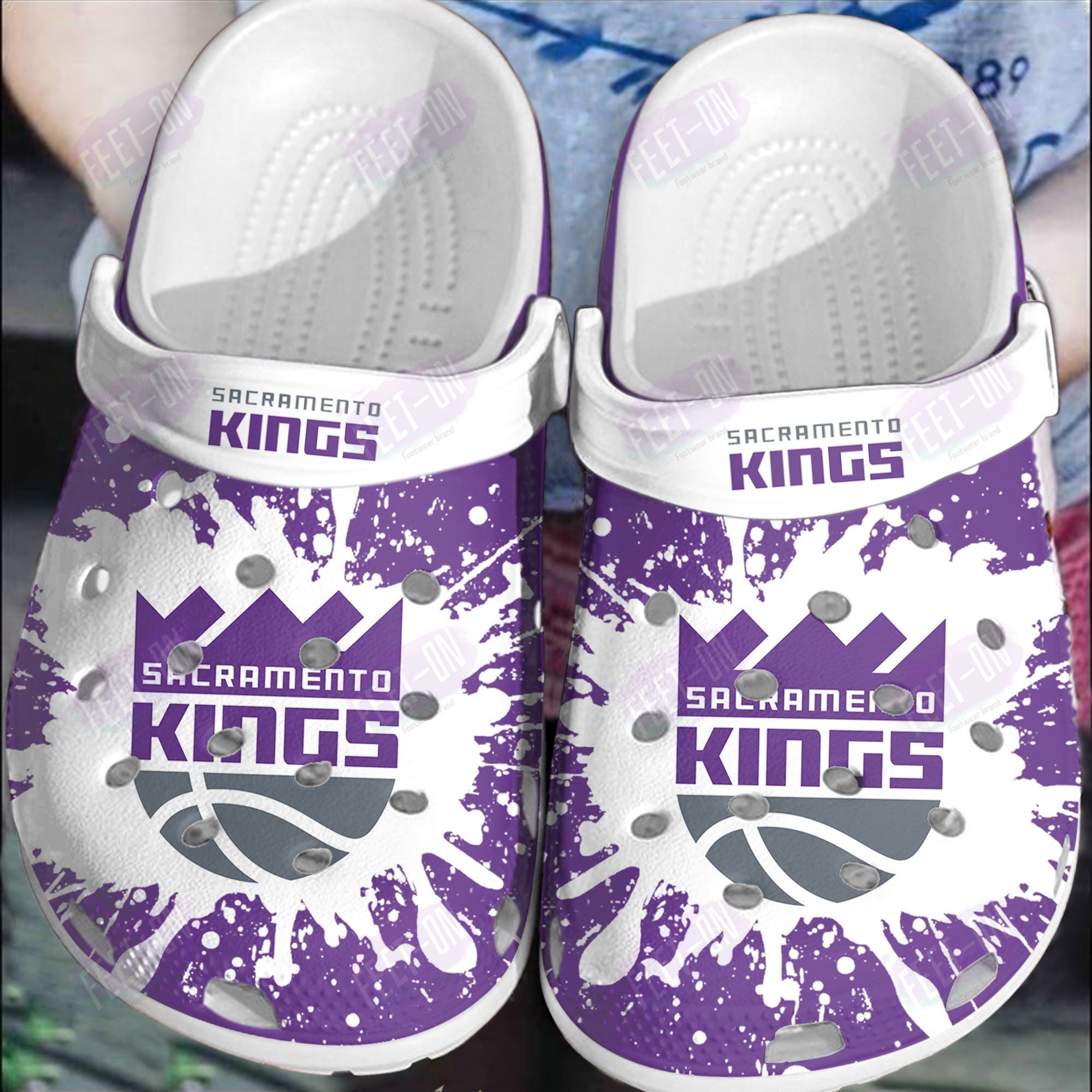 BEST Sacramento Kings NBA logo purple white crocs crocband Shoes