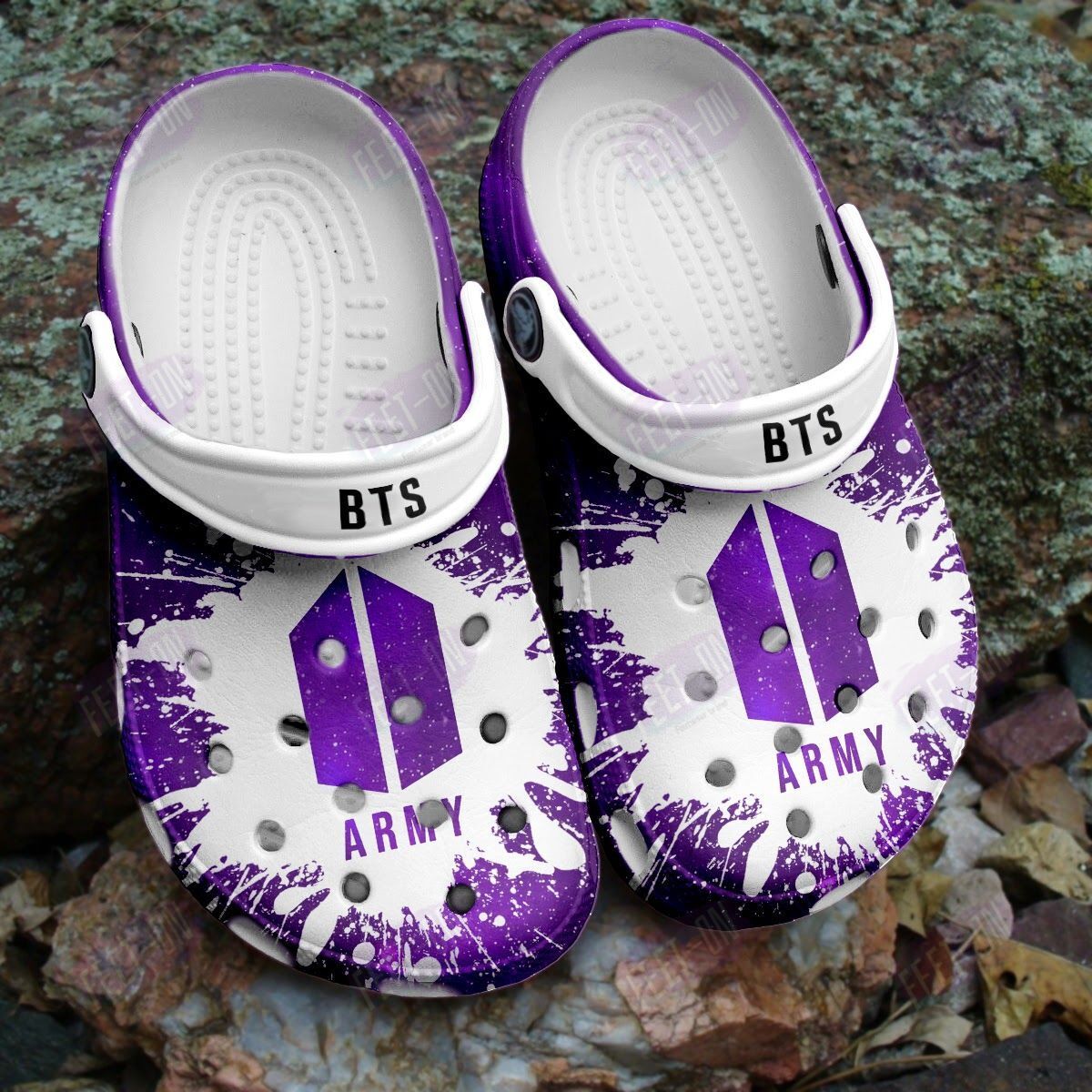 BEST BTS logo Army white violet crocs crocband Shoes