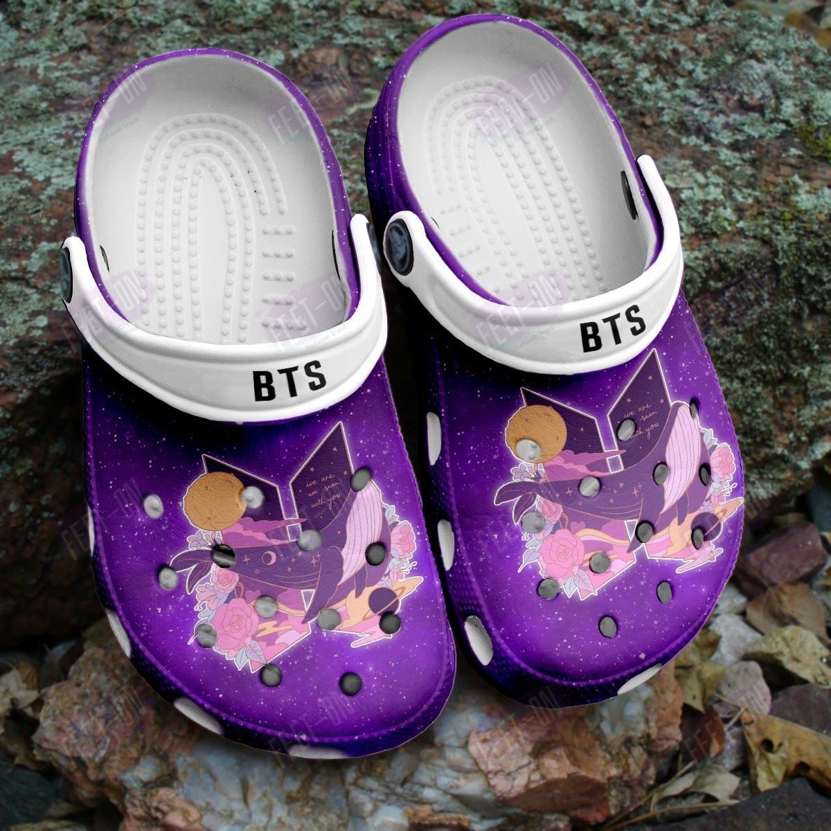 BEST BTS logo Whale flowers crocs crocband Shoes