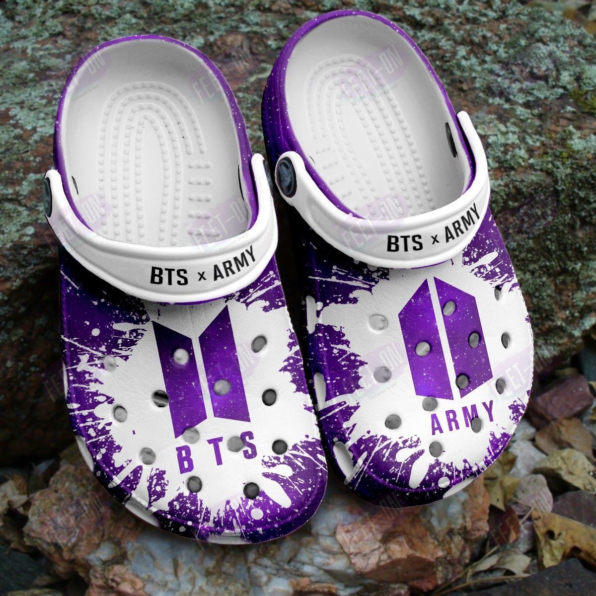 BEST BTS x Army logo white violet crocs crocband Shoes