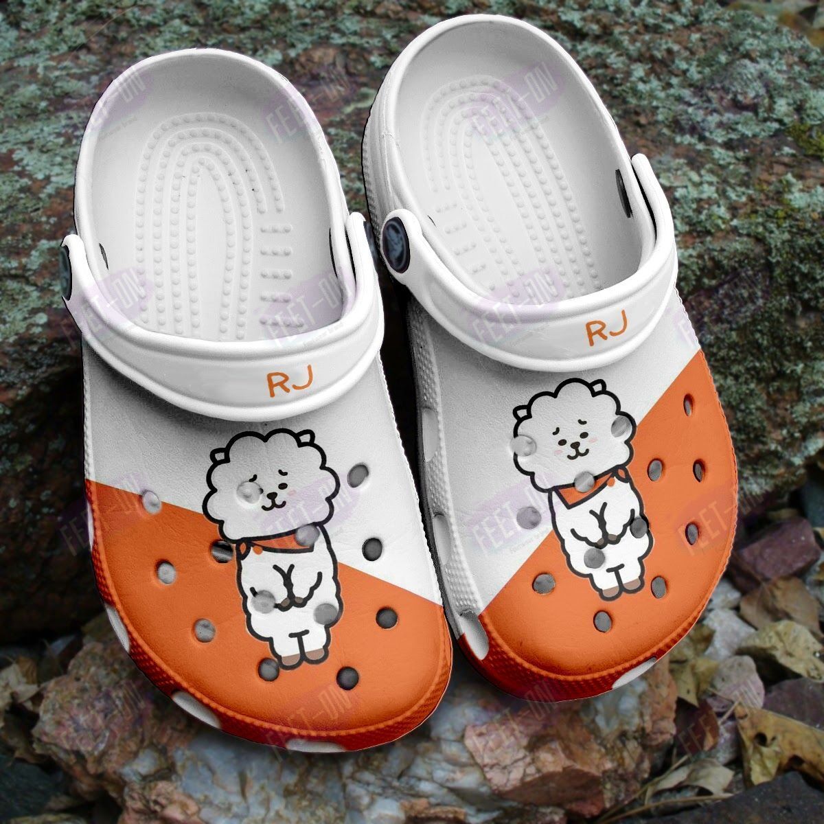 BEST RJ BT21 BTS white orange crocband Shoes