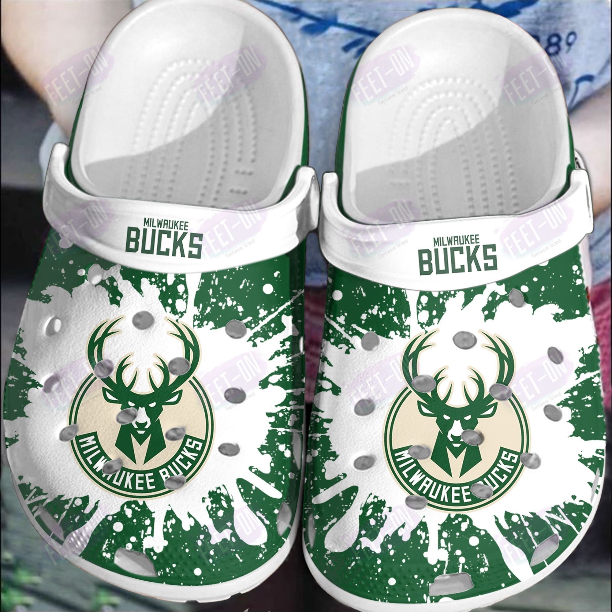 BEST Milwaukee Bucks white green crocs crocband Shoes