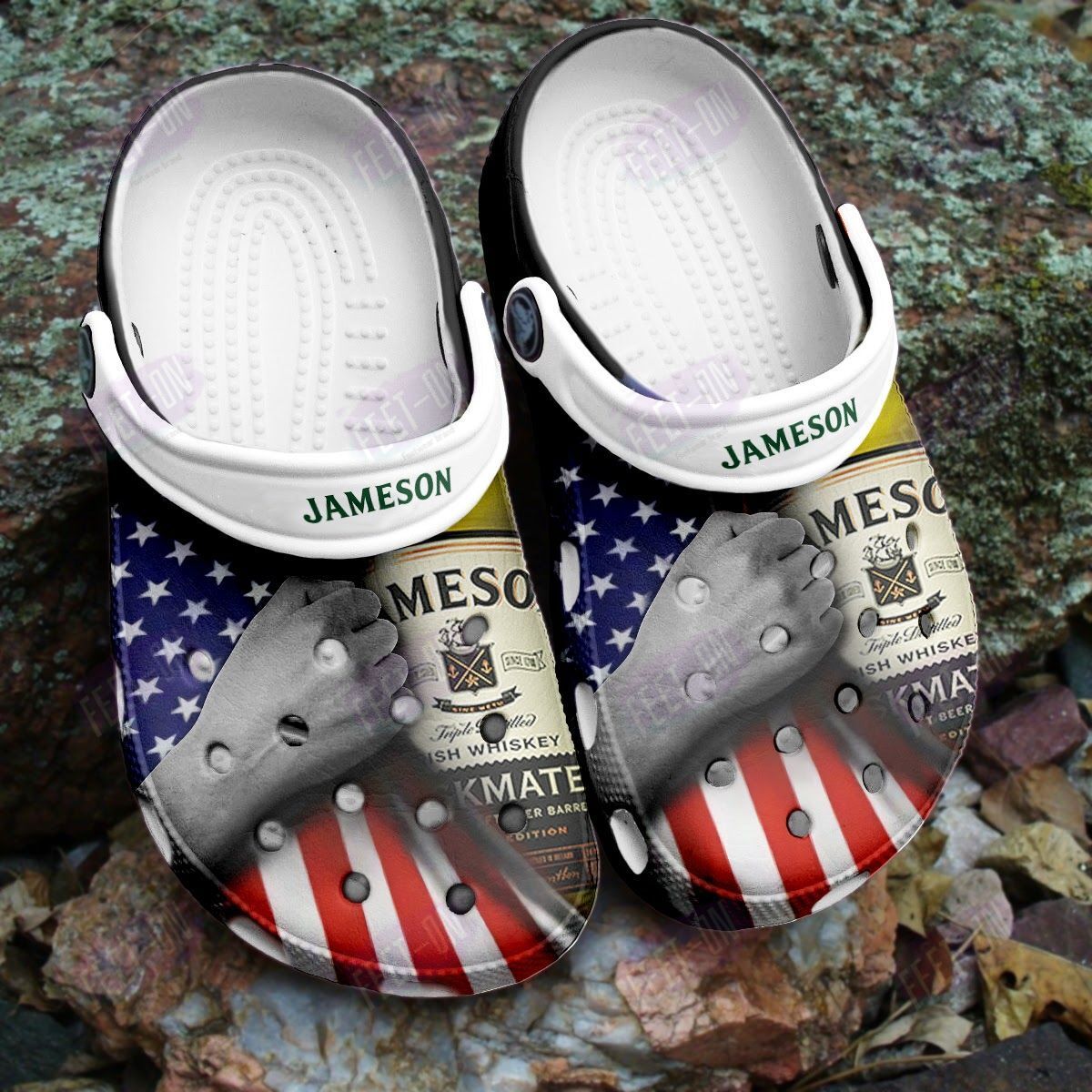 BEST Jameson Irish Whiskey American flag crocs crocband Shoes