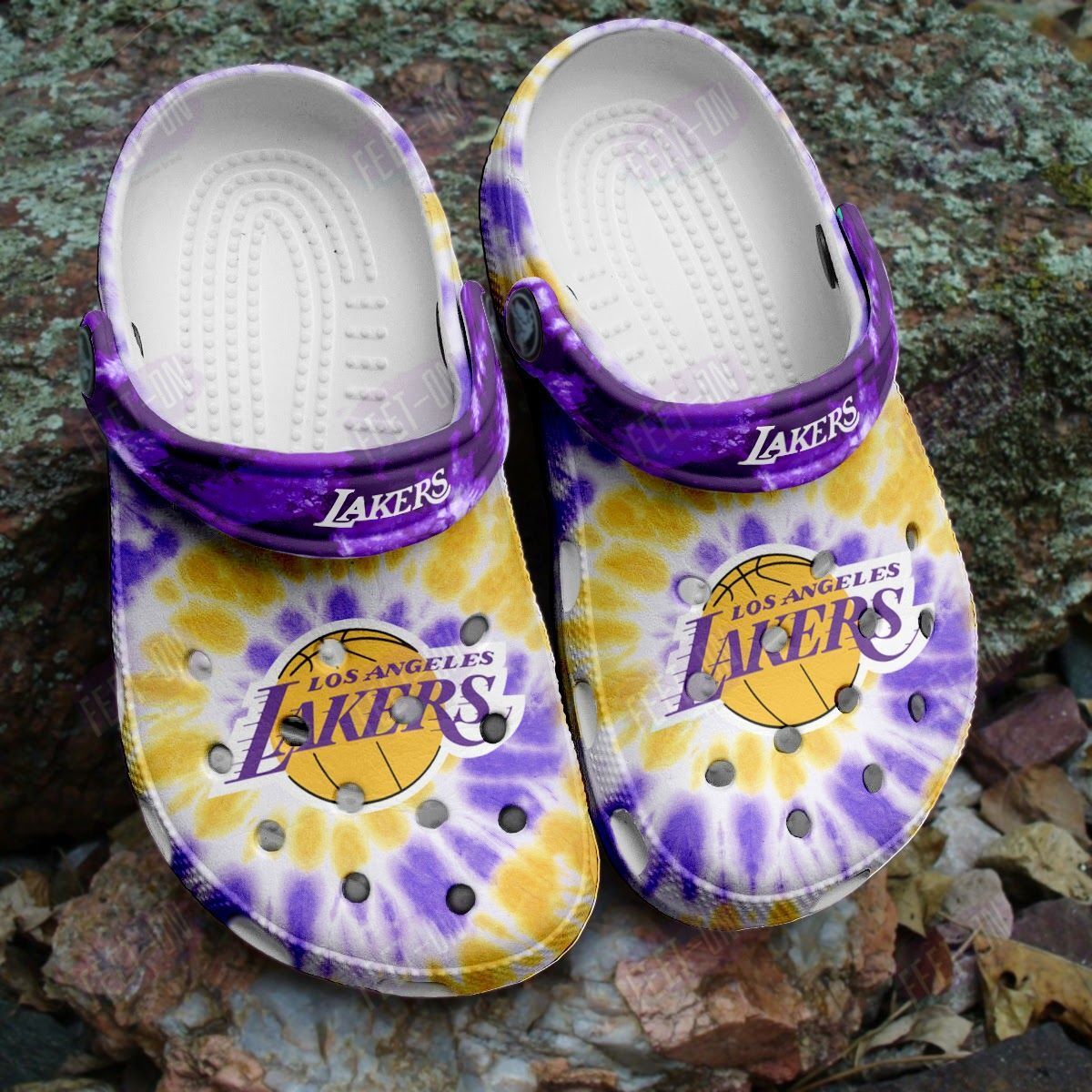 BEST Los Angeles Lakers NBA logo tie dye crocs crocband Shoes