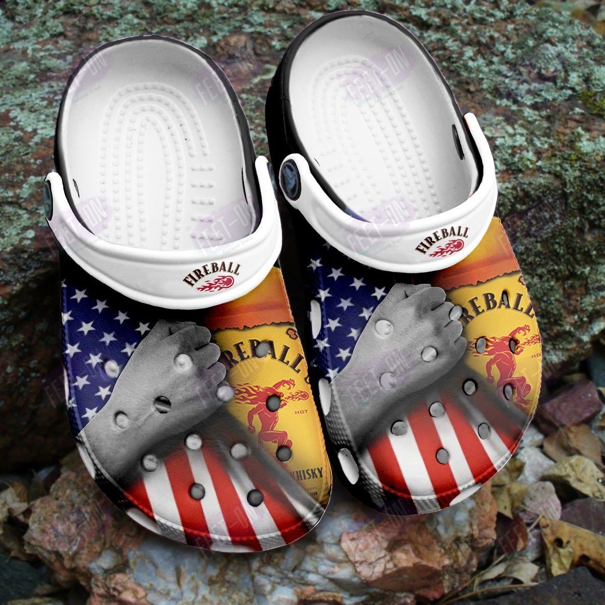 BEST Fireball Cinnamon Whisky American flag crocs crocband Shoes