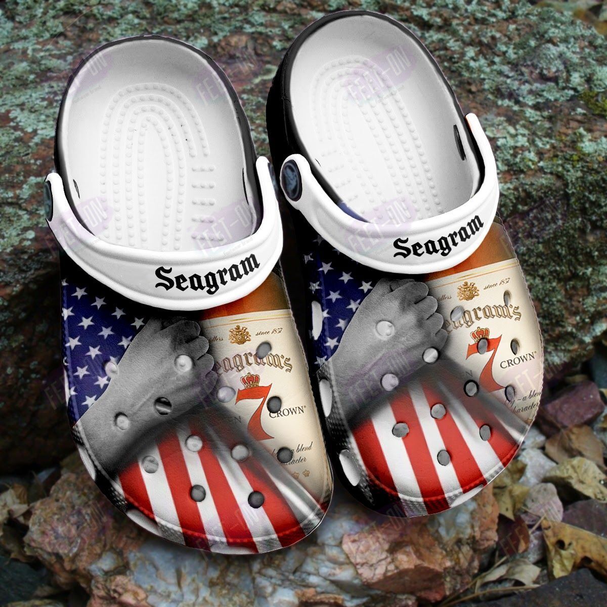 BEST Seagram’s 7 Crown Whiskey American flag crocs crocband Shoes