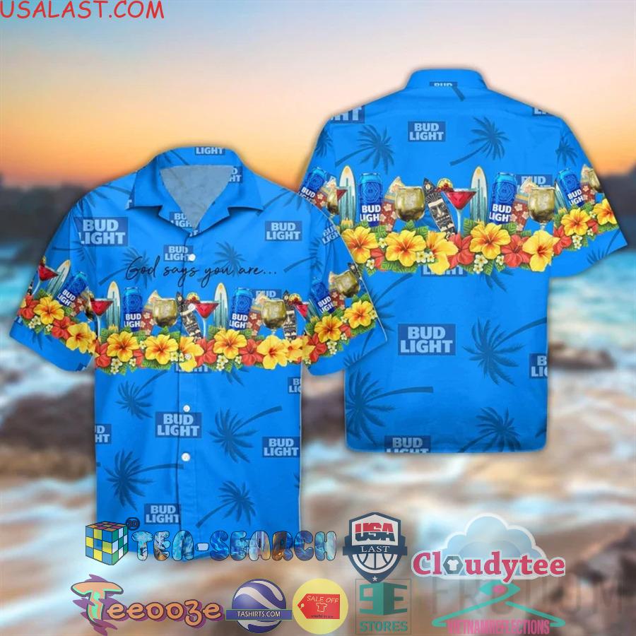 Bud Light Beer God Says You Are Aloha Summer Beach Hawaiian Shirt