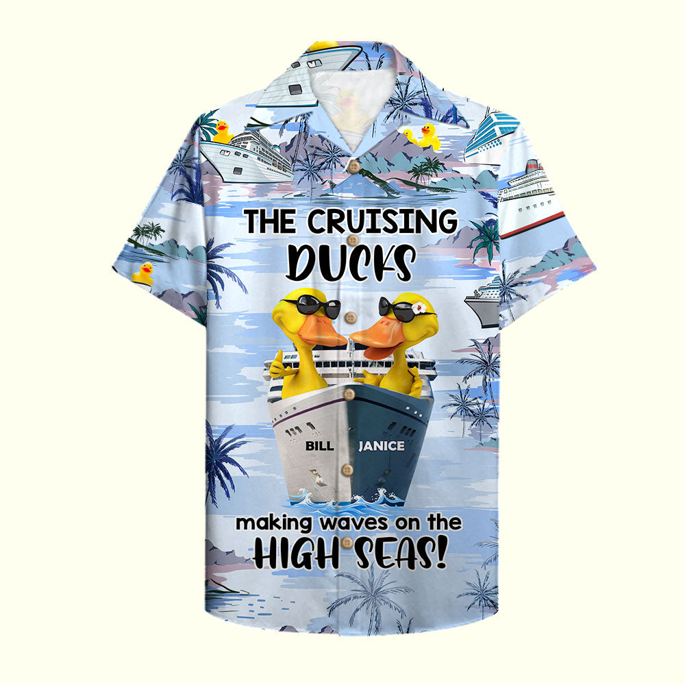 HOT Personalized Cruising Duck Couple Making Waves On The High Seas Hawaii Shirt