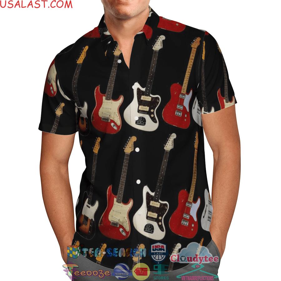 Colorful Electric Guitars Aloha Summer Beach Hawaiian Shirt