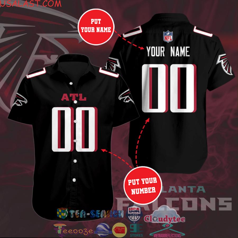 Personalized Atlanta Falcons NFL Team Black All Over Print Hawaiian Shirt