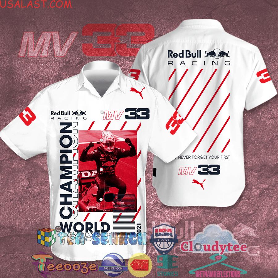 Max Verstappen MV33 Red Bull Racing Champion World White Aloha Summer Beach Hawaiian Shirt