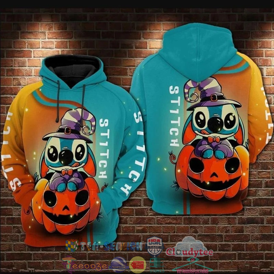 Stitch Pumpkin Halloween 3D Hoodie