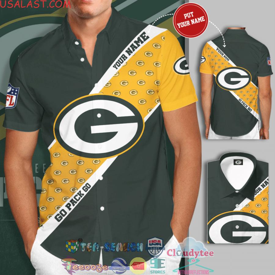 Personalized Name Green Bay Packers NFL Team Go Pack Go All Over Print Hawaiian Shirt