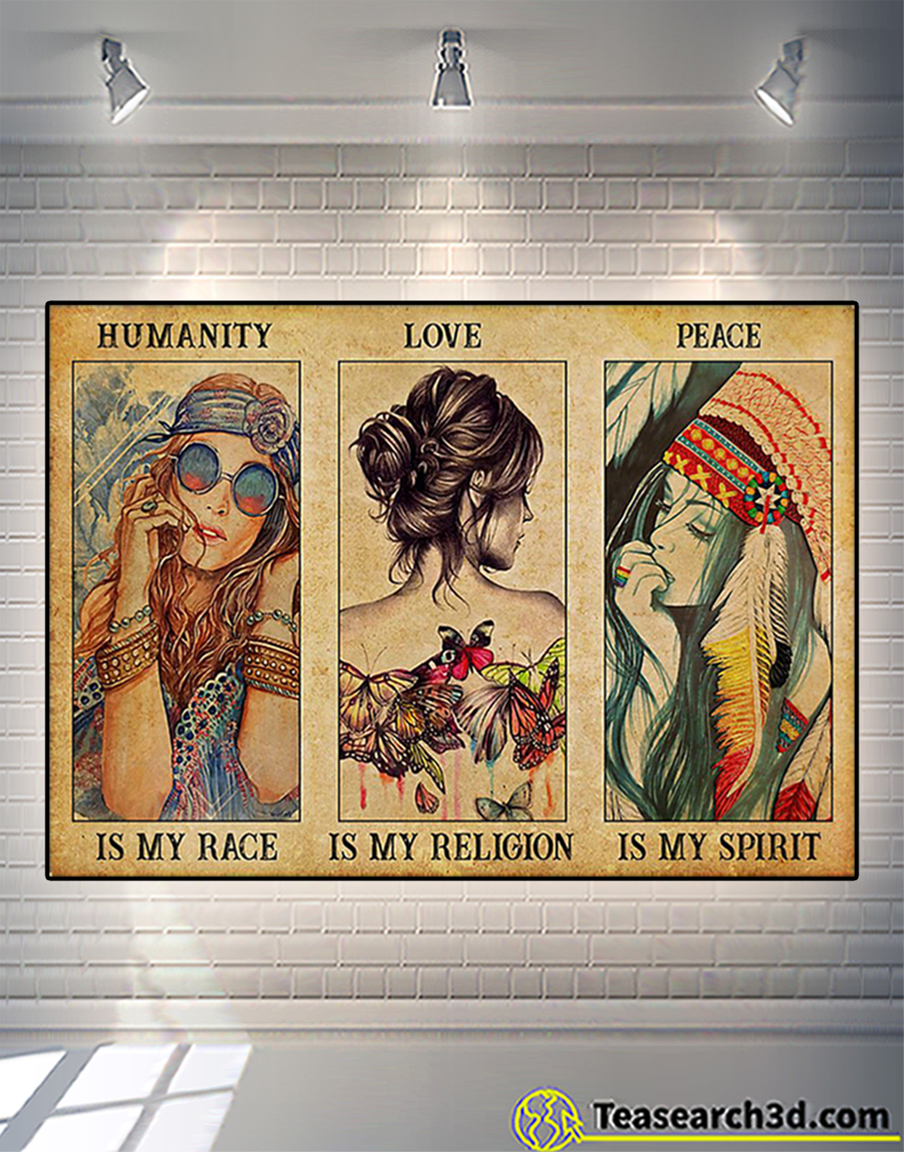 Hippie girl humanity love peace poster