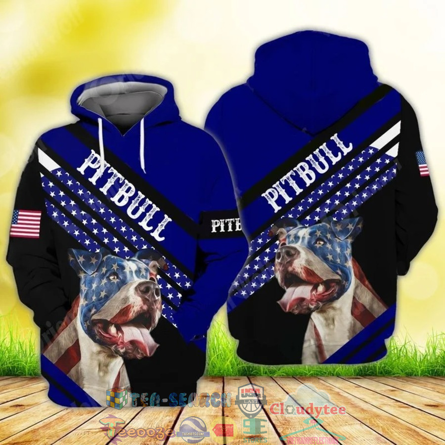 4th Of July Independence Day American Flag Pitbull 3D Hoodie
