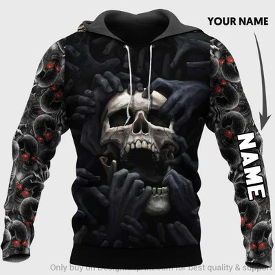 Personalized Red Eyes Screaming Skull 3D CUSTOM NAME HOODIE – LIMITED EDITION