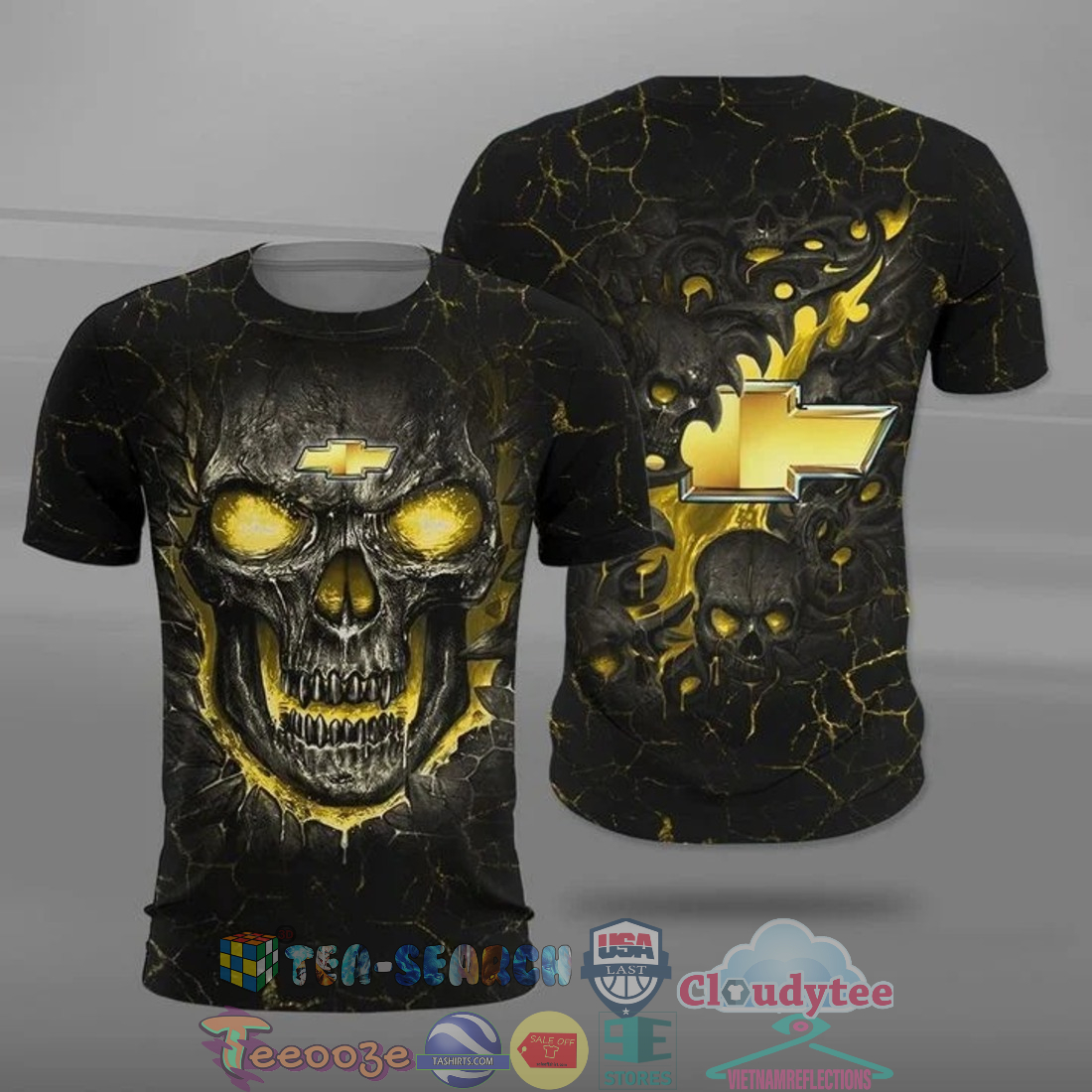 Chevrolet skull ver 2 all over printed t-shirt hoodie