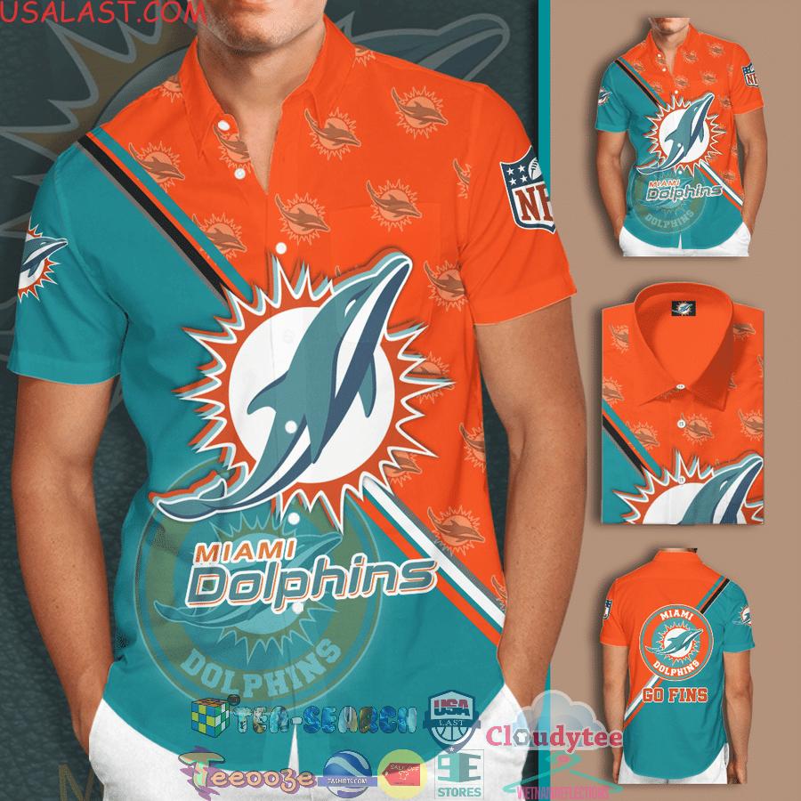 Miami Dolphins NFL Team Go Fins All Over Print Hawaiian Shirt