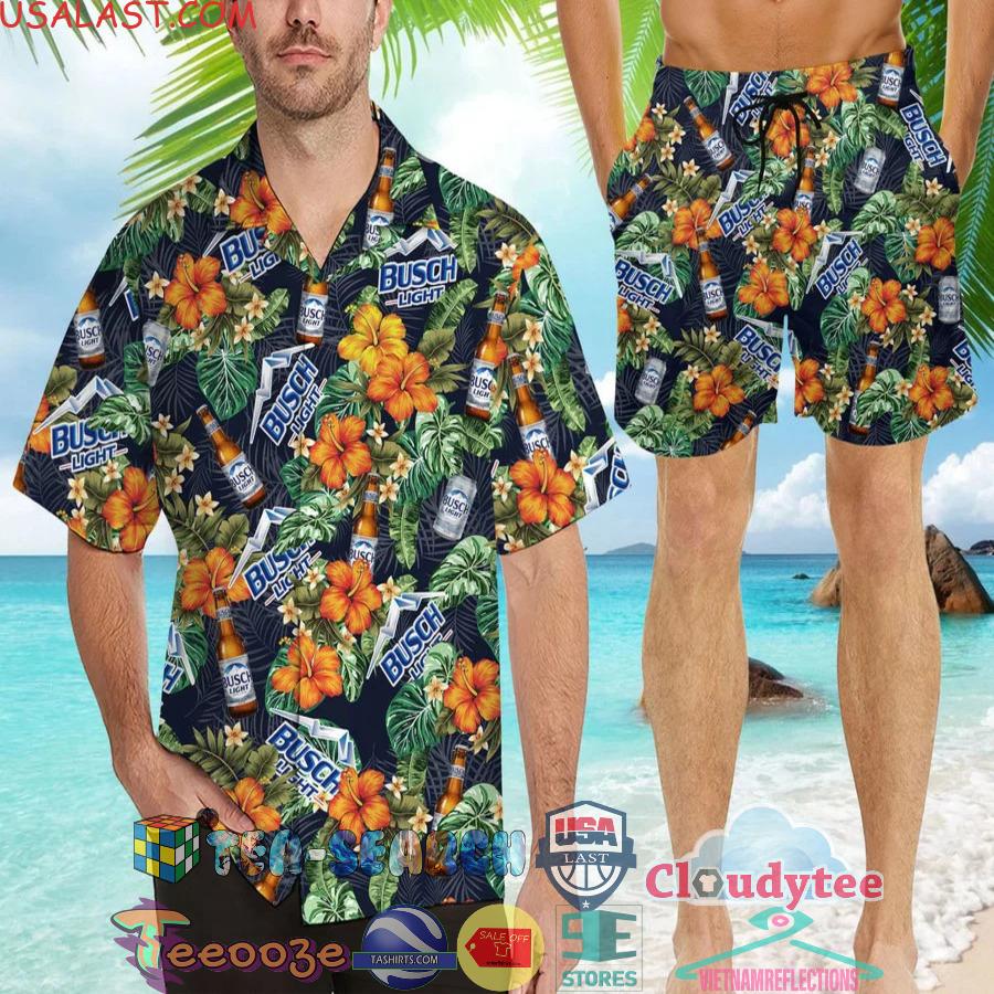 Busch Light Beer Tropical Flowery Aloha Summer Beach Hawaiian Shirt