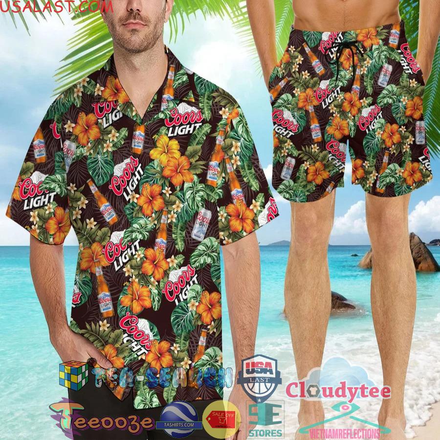 Coors Light Beer Tropical Flowery Aloha Summer Beach Hawaiian Shirt