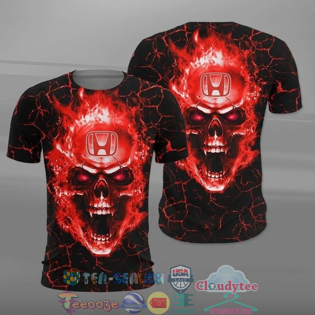 Honda skull ver 1 all over printed t-shirt hoodie
