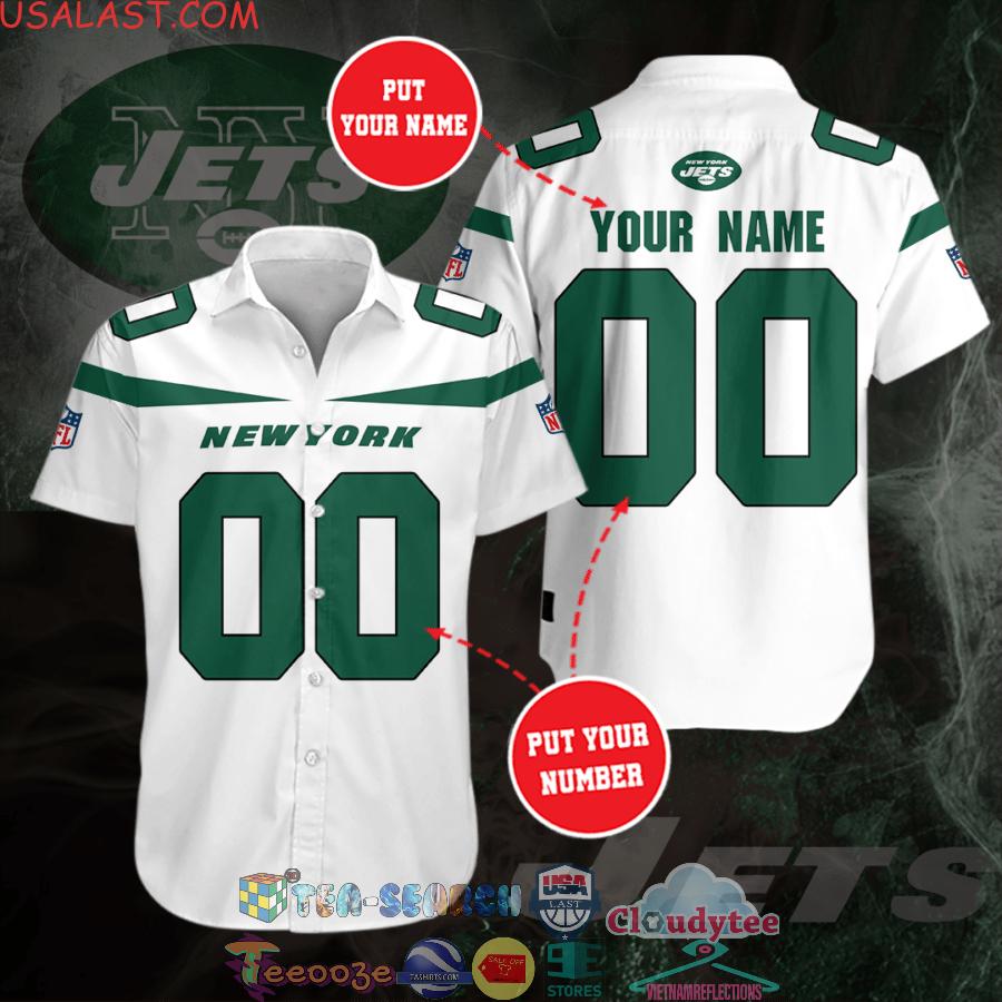 Personalized New York Jets NFL Team White All Over Print Hawaiian Shirt