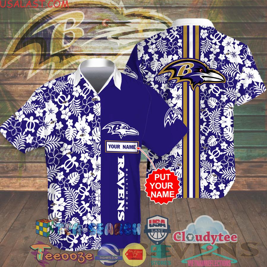 Personalized Baltimore Ravens NFL Tropical Aloha Summer Beach Hawaiian Shirt
