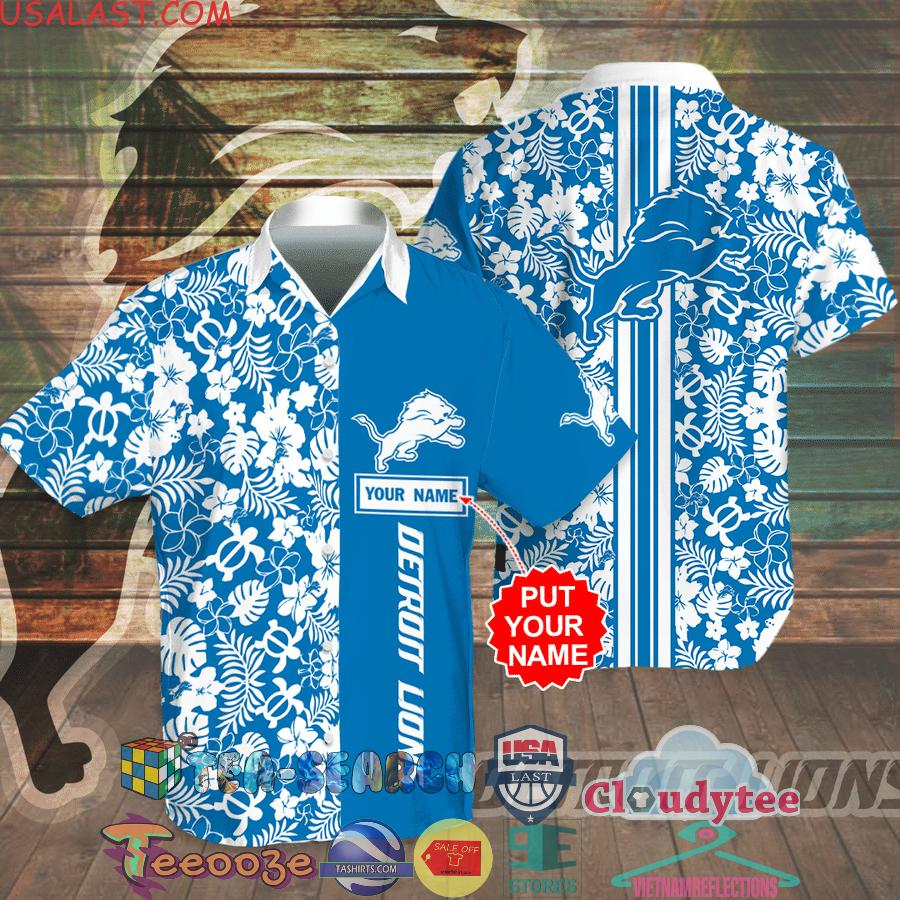 Personalized Detroit Lions NFL Tropical Aloha Summer Beach Hawaiian Shirt