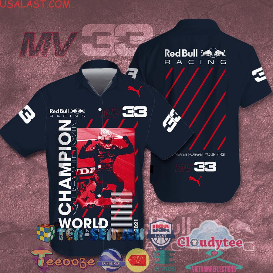 Max Verstappen MV33 Red Bull Racing Champion World Navy Aloha Summer Beach Hawaiian Shirt