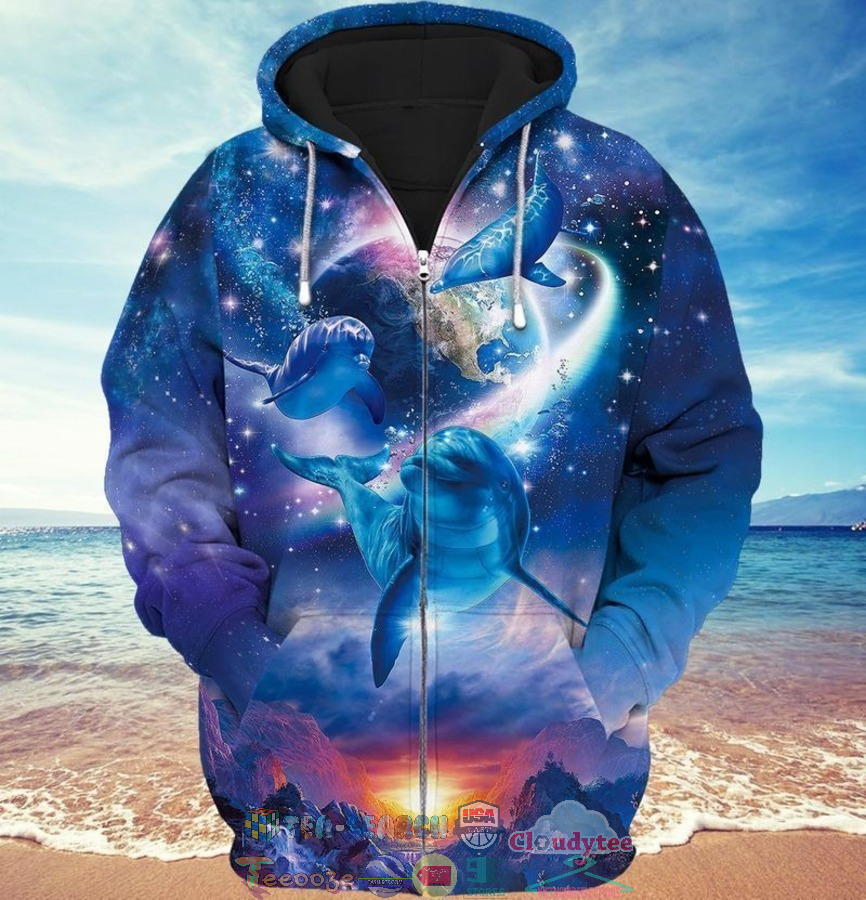 Dolphin With Earth 3D Hoodie