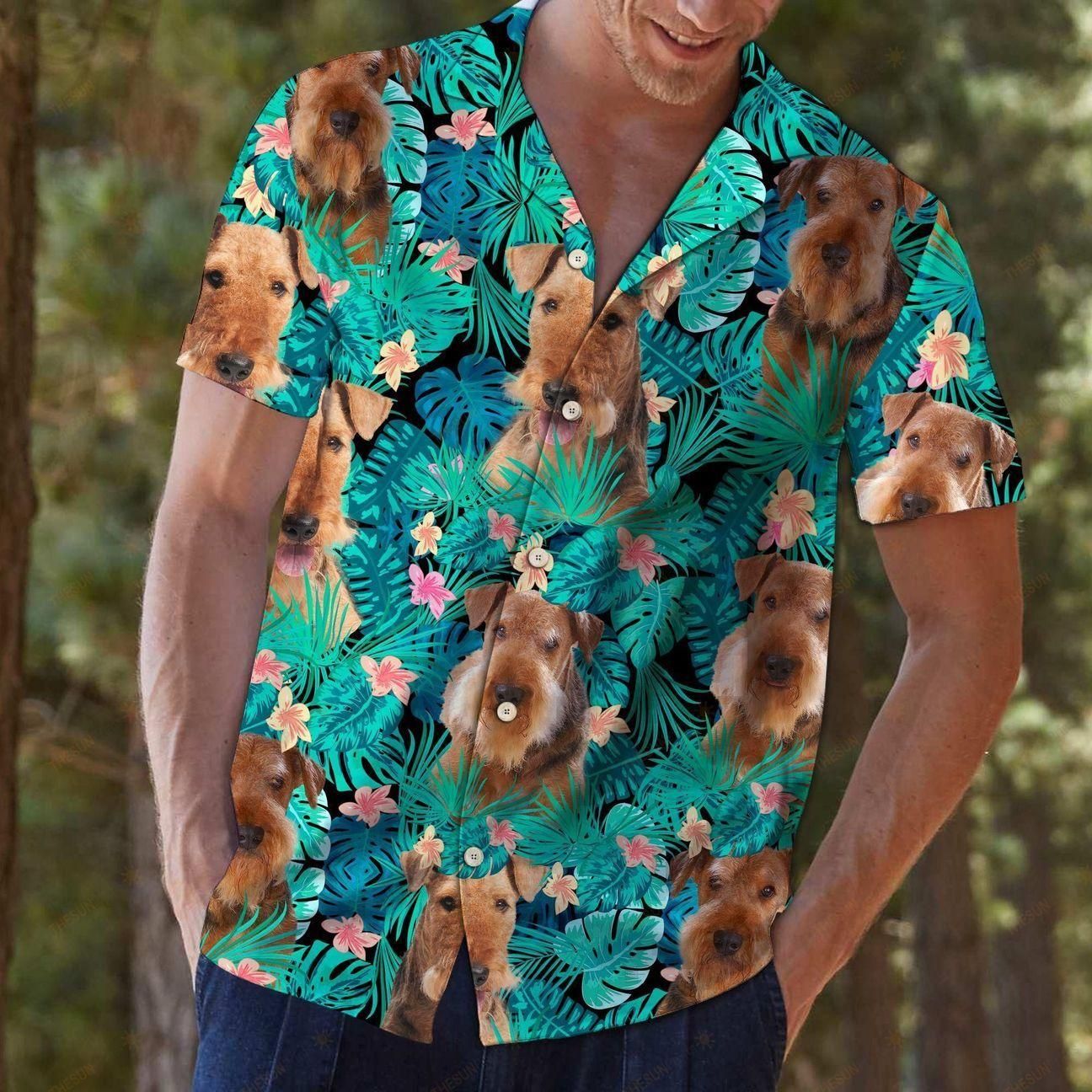 Airedale Terrier Tropical Green Amazing Design Hawaiian Shirt For Men Women