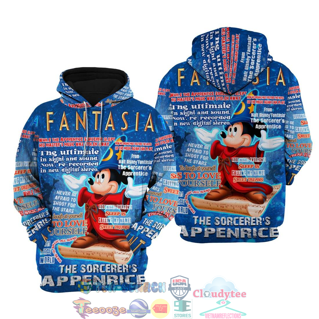 Mickey Fantasia Words Pattern Disney Quotes Hoodie 3d