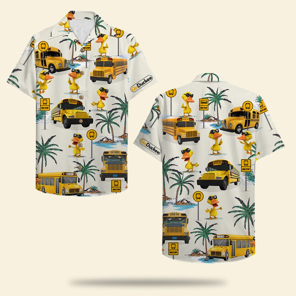 HOT School Bus Drive Duck Pattern Hawaii Shirt