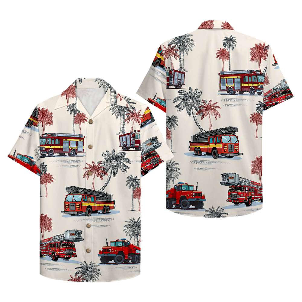 HOT Firefighter Fire Truck Pattern Hawaii Shirt
