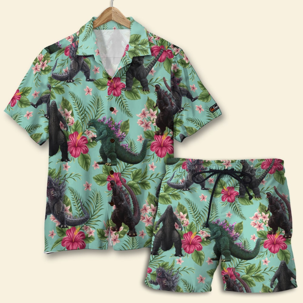 HOT Godzilla Tropical Floral Pattern Hawaii Shirt, Shorts