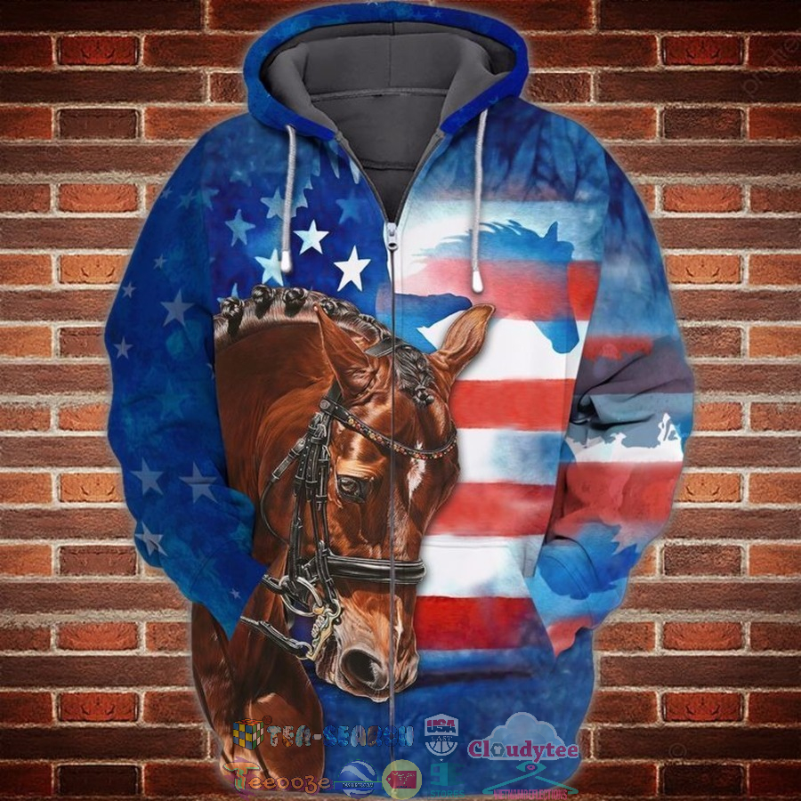 4th Of July Independence Day American Flag Horse 3D Hoodie