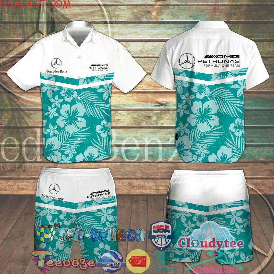 Mercedes AMG Petronas F1 Team Flowery Aloha Summer Beach Hawaiian Shirt
