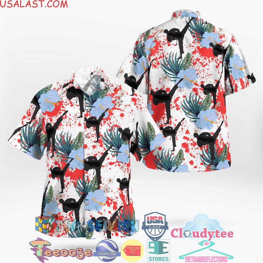 Karate Martial Arts Flowery Aloha Summer Beach Hawaiian Shirt