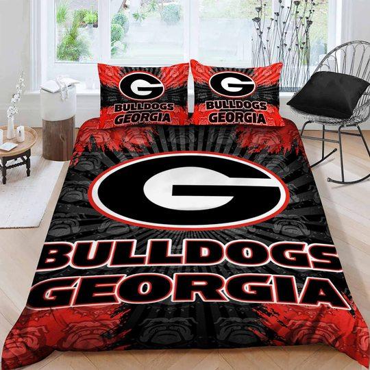 BEST Georgia Bulldogs NCAA black red Duvet Cover Bedding Set