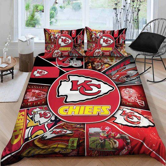 BEST Kansas City Chiefs NFL logo red Duvet Cover Bedding Set