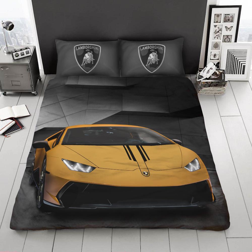 BEST Lamborghini Car yellow grey Duvet Cover Bedding Set