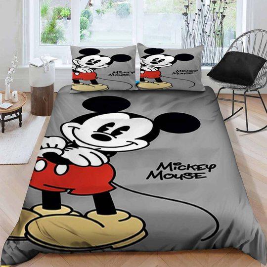 BEST Mickey Mouse grey Duvet Cover Bedding Set