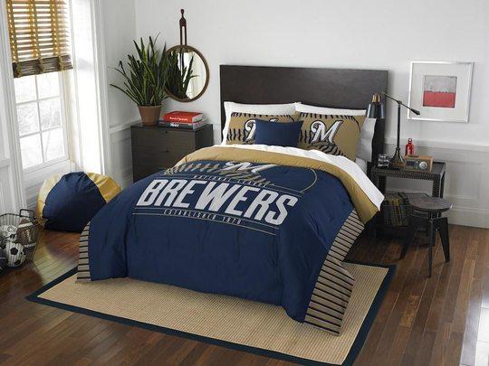 BEST Milwaukee Brewers MLB blue Duvet Cover Bedding Set