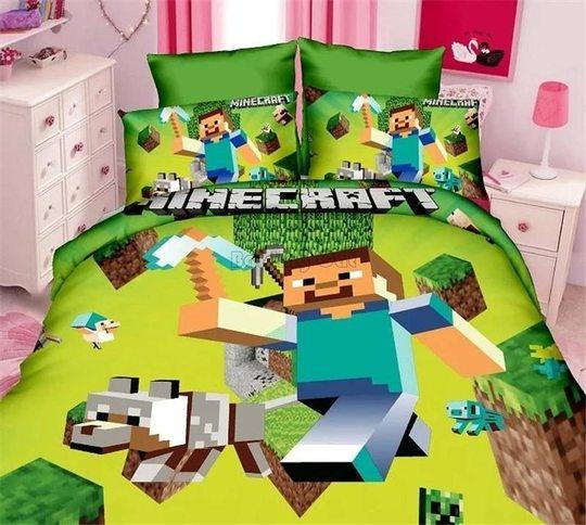 BEST Minecraft green Duvet Cover Bedding Set